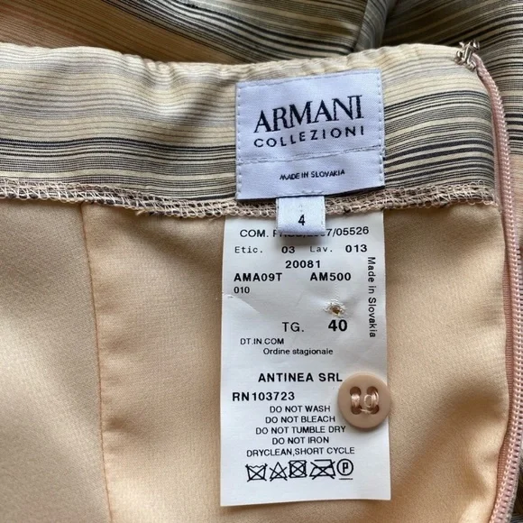Armani Collezioni Silk Taffeta Strapless Cocktail Dress Peach Tan Size 4 - Picture 9 of 12